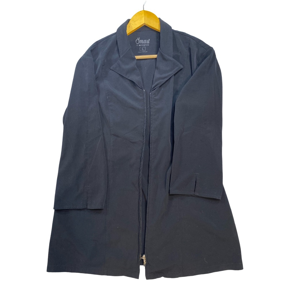 Smart by Maevn Womens Black Zip Front Scrub Jacket Professional Medical Coat L - Picture 8 of 10